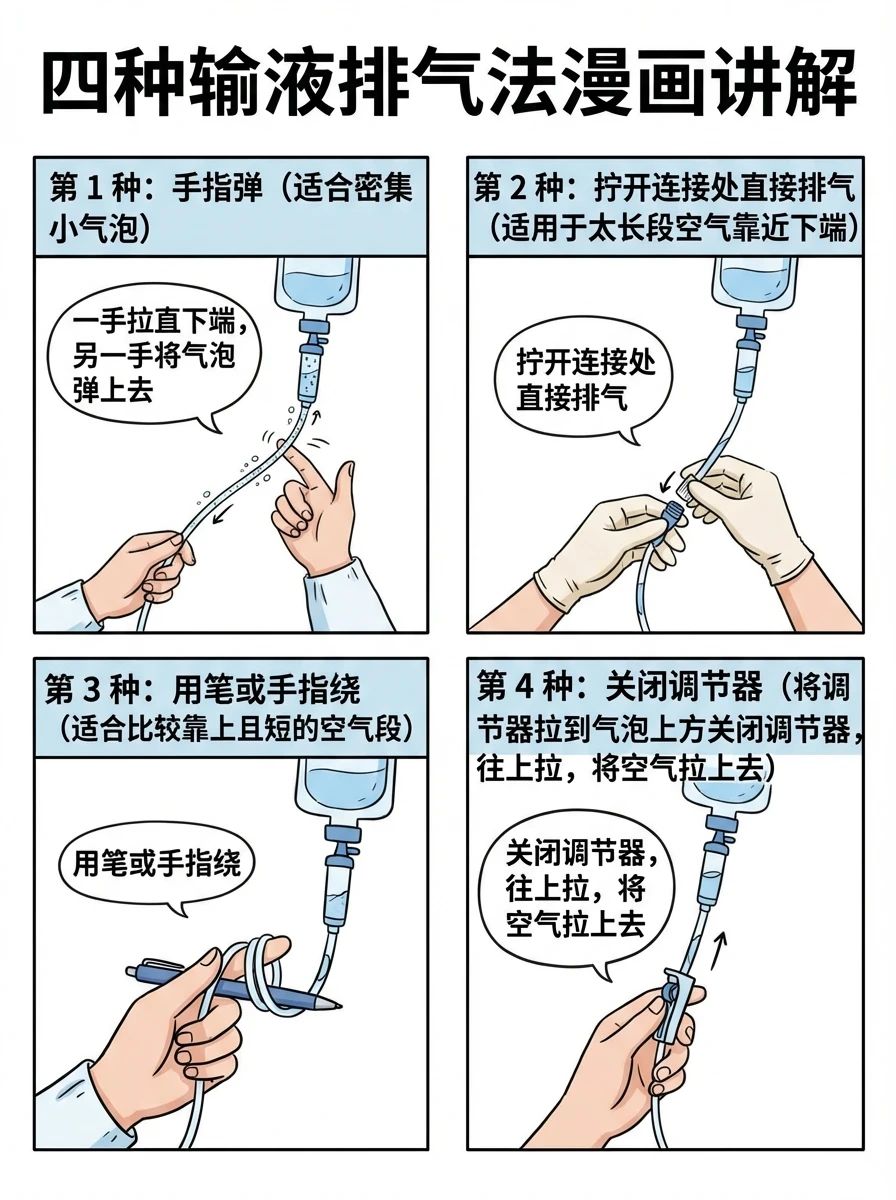 阿虎医考笔记：一文了解四种输液排气泡法
