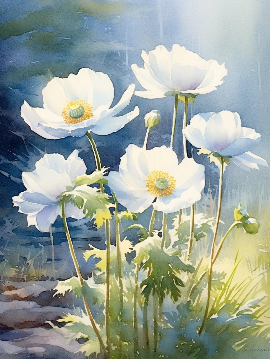 银莲花，轻揺花枝似风弹