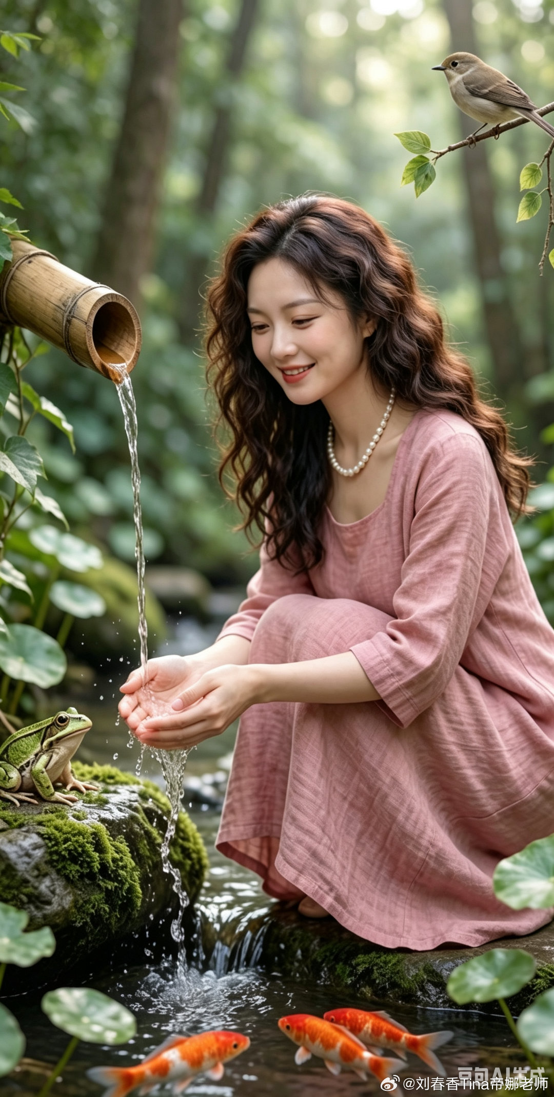 湖畔有林且深且密，见一小径狭可尺余，且杂草丛生，杂花弥漫，想是长久无人涉足也。余好而奇，乃循而入，踏花寻幽，忽见一小池清净，怪柳荫下，有双鹭栖息。见人来，齐抬头嘤鸣，似惊我骚扰，似问何处灵物也！于是小心翼翼，谨退而不忍惊其安宁也。乃吟咏以记所见云尔。芳草萋萋铺满路，小径幽深，寂寞 ​