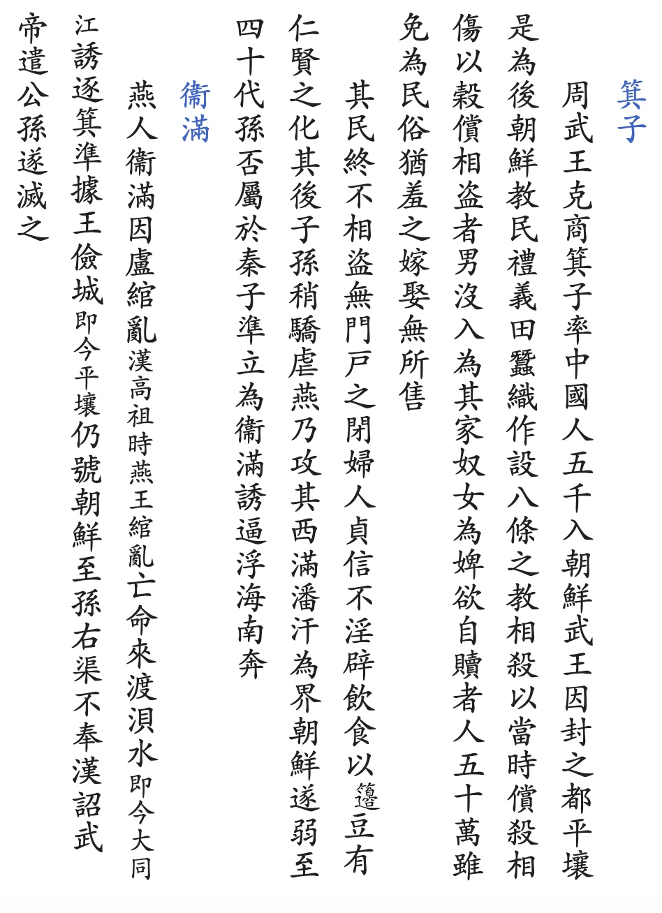 古籍中的箕子和卫满，可以正视听