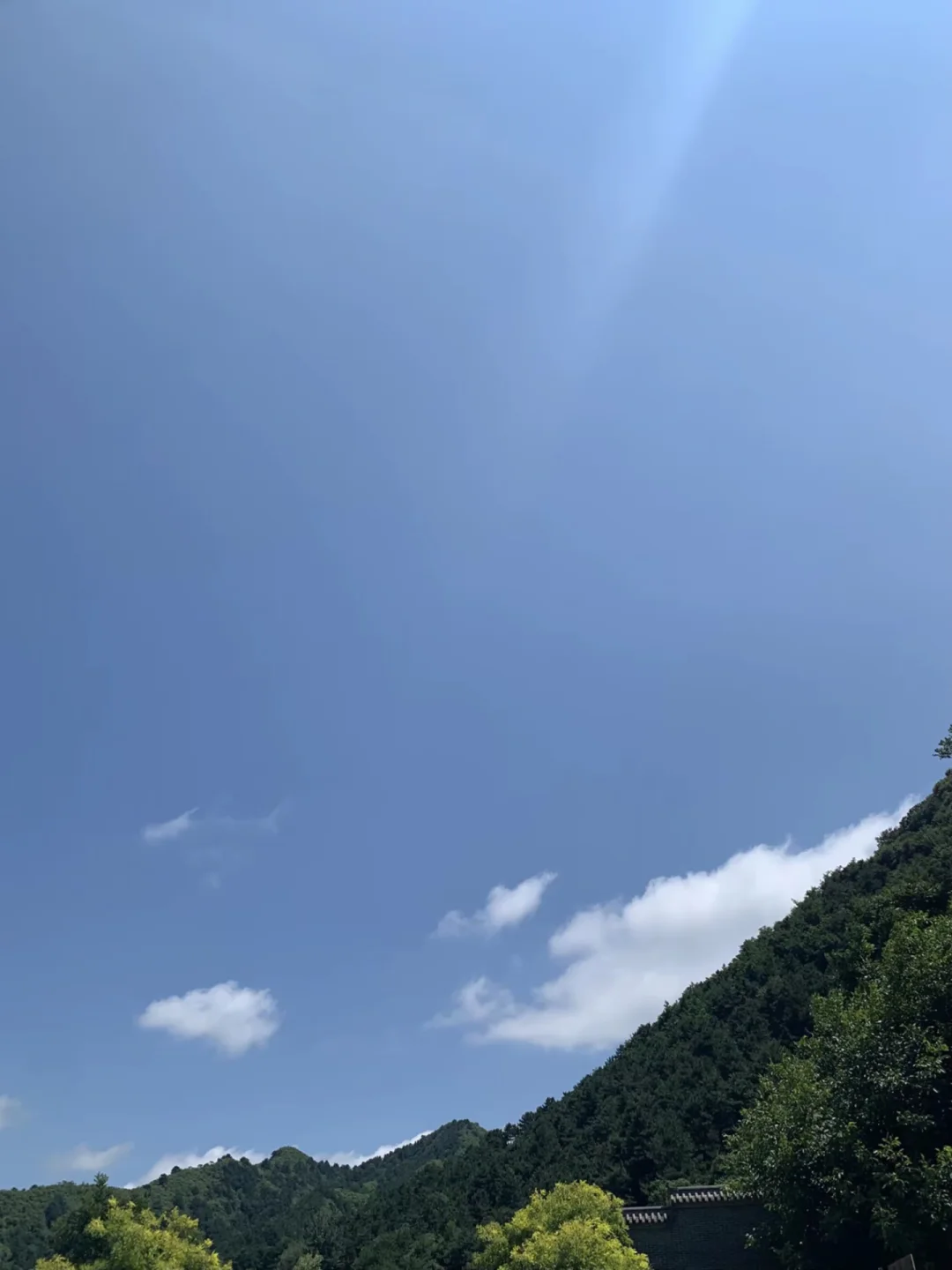 上山了，阳光很明媚！