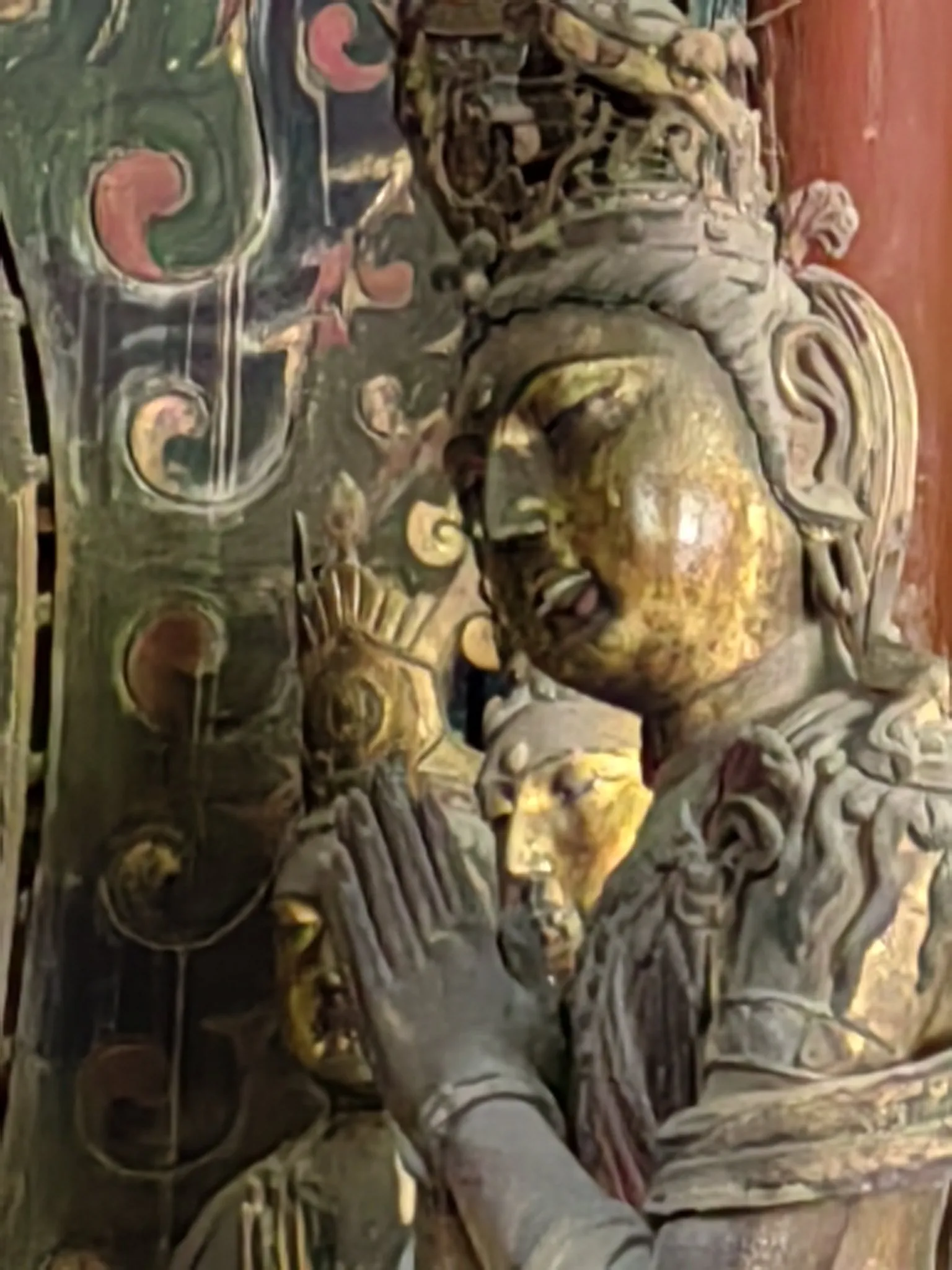 带有马甲线小蛮腰的，被誉为“东方维纳斯”的辽代美女合掌露齿胁侍菩萨