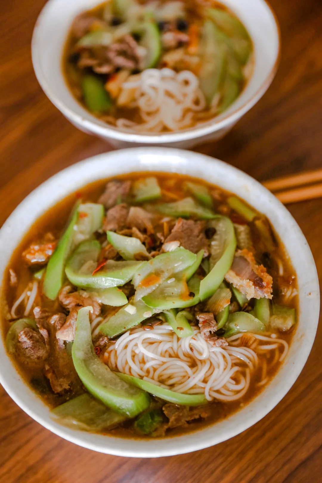 坚持做1000种面不重样（247）丝瓜肉片汤米粉