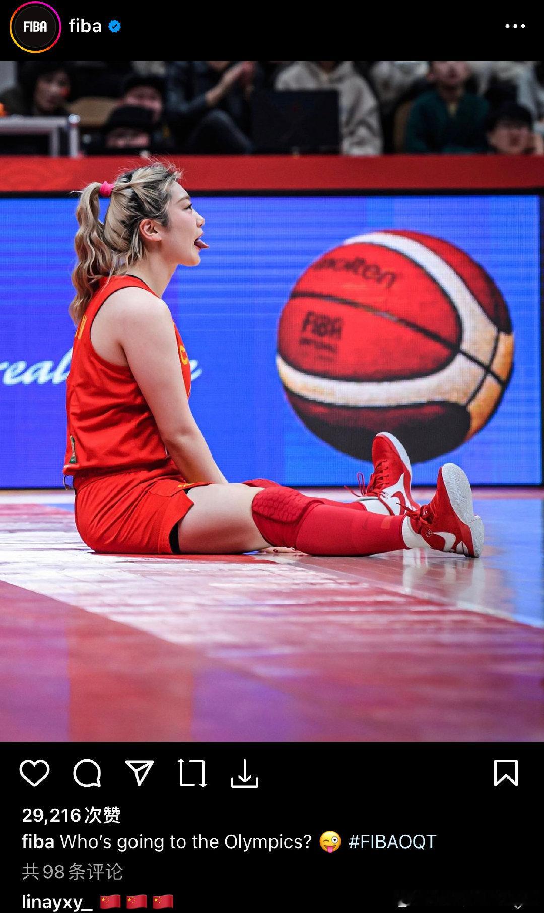 Fiba官方发布李梦照片：谁要去奥运会了？ ​