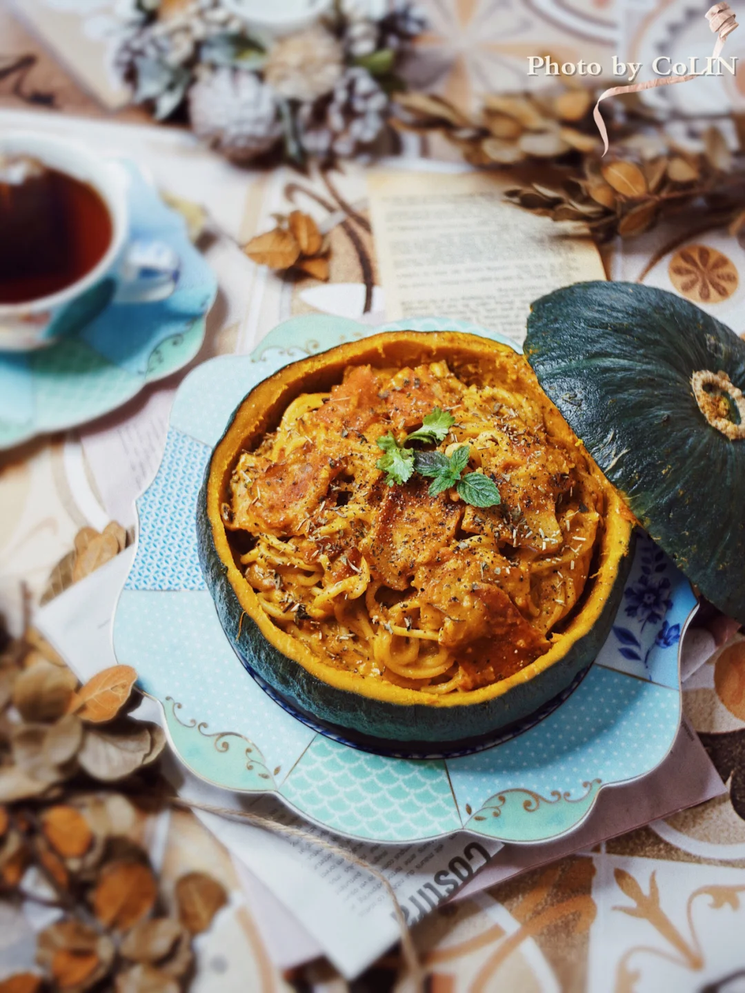 奶香浓郁的南瓜培根意大利面🍝好吃还低卡