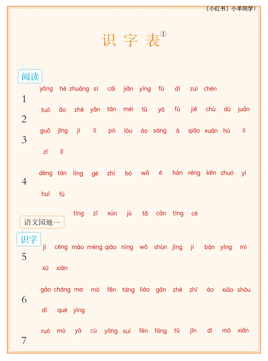 二年级下册丨词语表+写字表+识字表空白版