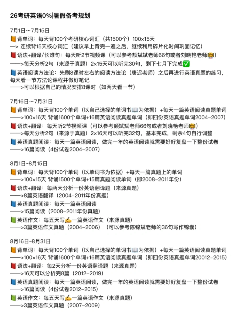 26考研| 英语0%暑期备考规划✍️