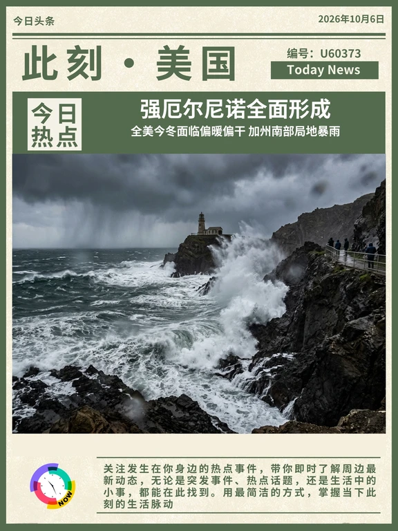 🌋强厄尔尼诺！全美今冬高温暴雨预警