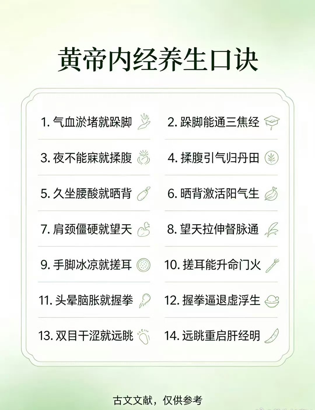 老祖宗传的14句养生口诀，照着做就赢了 ​​​