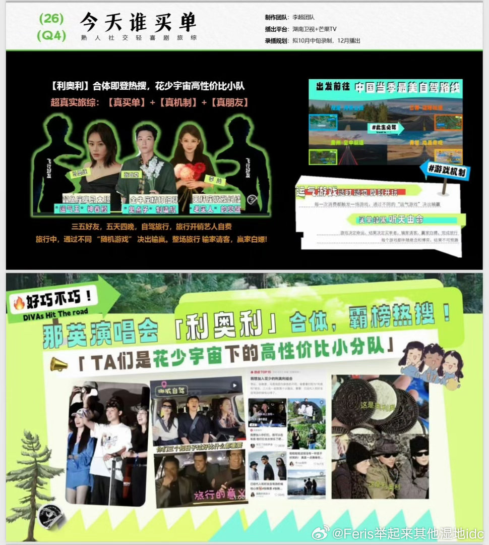 网传花少七售后综艺《今天谁买单》阵容&排期来啦🥭
常驻：马思纯、李沁、张晚意，每站还有两位飞行嘉宾加盟
拟定12月4日周五档播出
整季计划去到4个地方，候选地点包含云南、贵州、福建、川西、青海、新疆等地
消息暂为网传，一切等官方官宣！
#今天谁买单# ​