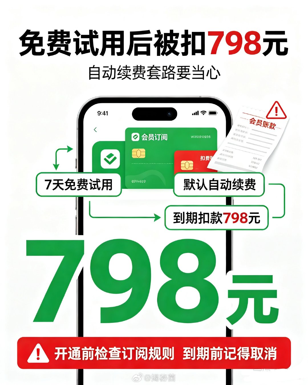 打着7天免费试用的旗号，结果到期悄悄扣费798元，提醒藏得很深，很容易一不小心就踩坑。这种订阅套路真的要小心，开通免费试用一定要记得提前取消自动续费。

#免费试用多邻国反手被扣798元# ​
