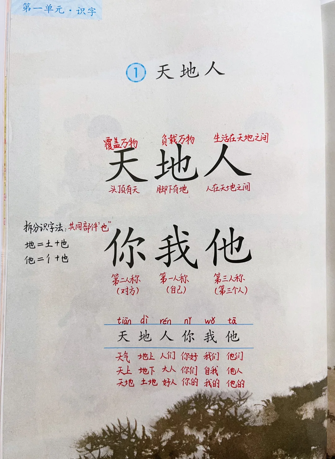 一年级上册语文｜《天地人》课堂笔记 课外延展
