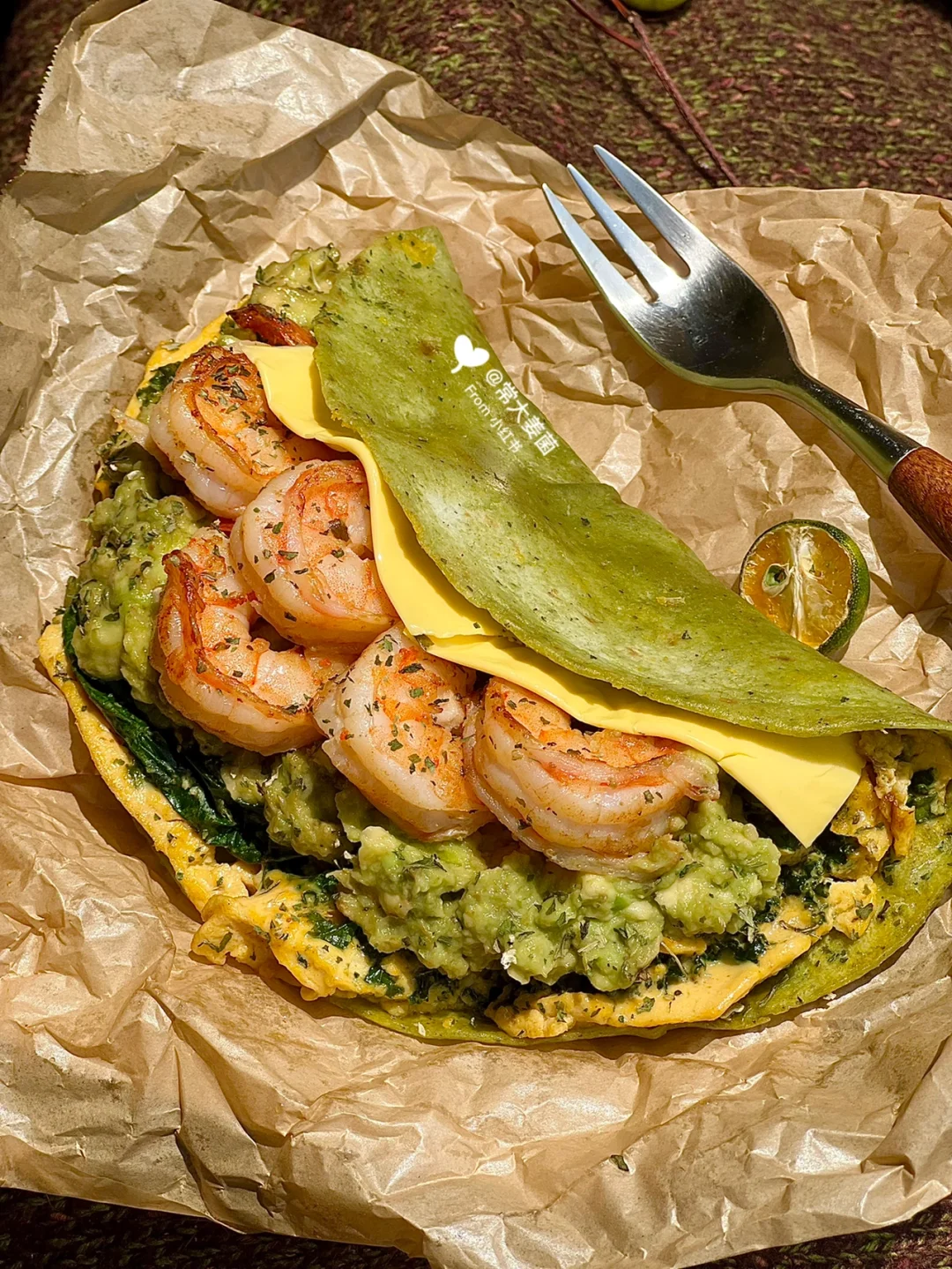 无敌好吃！咖喱滑蛋大虾奶酪饼🥑塞的满当当！