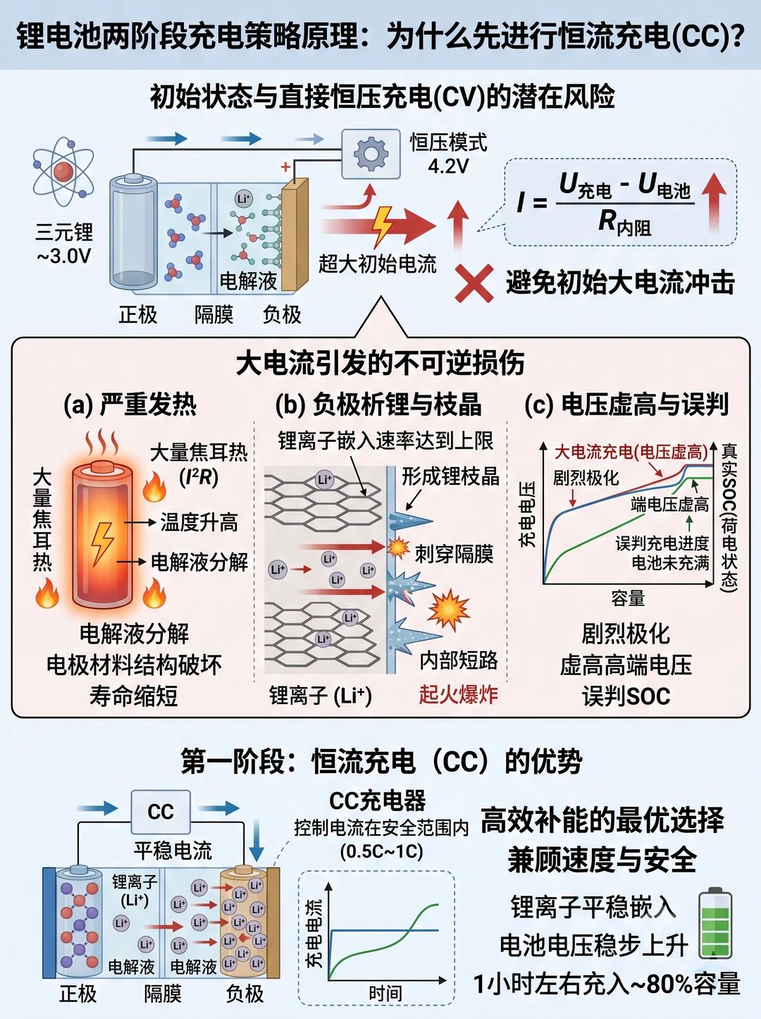 锂电池充电真相🔥为什么先恒流、后恒压？