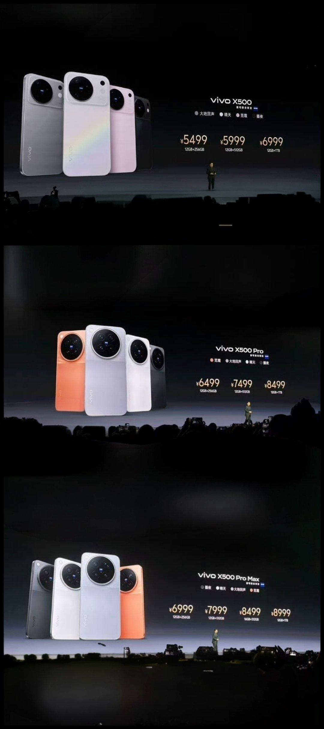 #vivoX500价格# vivo X500系列价格来了，标准版X500起售价5499，Pro版本6499起步，顶配Pro Max售价6999起，9月旗舰新机蓝厂打头，回头看下其他品牌怎么定价？#vivo X500系列# ​
