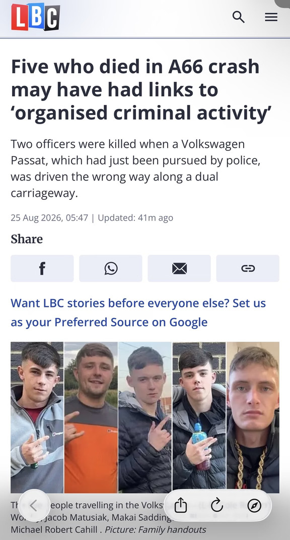 英国逆行车祸5年轻死者曾累计获罪达37项