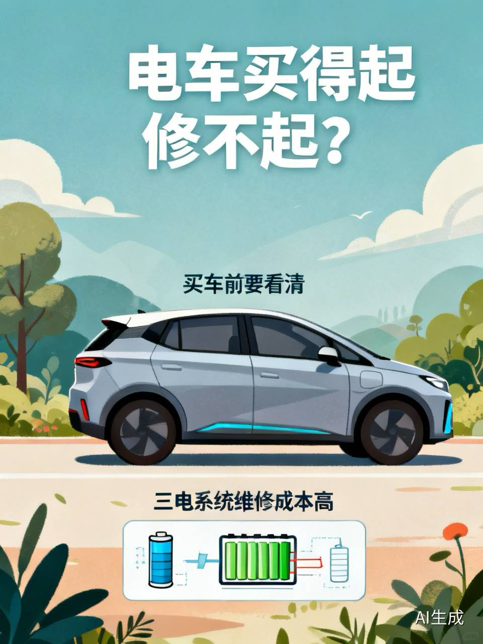 标题：电车买得起修不起？这笔账买车前要看清

最近网上不少车