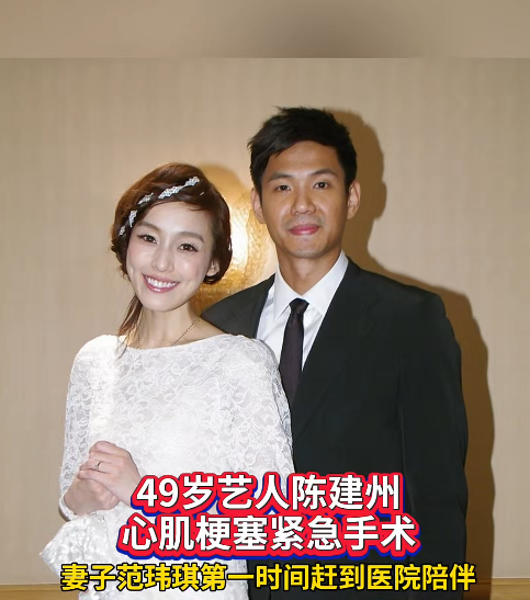 前中国台湾职业篮球联盟运动员陈建州突发心梗送台大就医，也就是范玮琪老公。在观看一场球赛时，看到一半突然感觉到胸闷，他自己先摸了点治胸闷的中药散，又吃了胃药，在场边拉筋，想把那股闷劲抻开。等真扛不住才去的医院，一查急性心梗，当场开刀，做完转加护病房。
今天凌晨他发了句，一切平安，感谢大家的关心，还点了