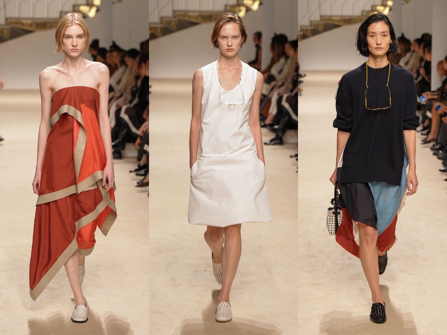#米兰时装周# TOD’S S/S 2027 #春夏时装周# 

Tod’s全新春夏系列延续意式松弛质感，以皮革、针织与利落风衣为载体，用暖调大地色与撞色拼接，品牌经典乐福鞋贯穿全场，书写低调自在的意式休闲美学，中国超模惊喜为大秀闭场[鼓掌] ​