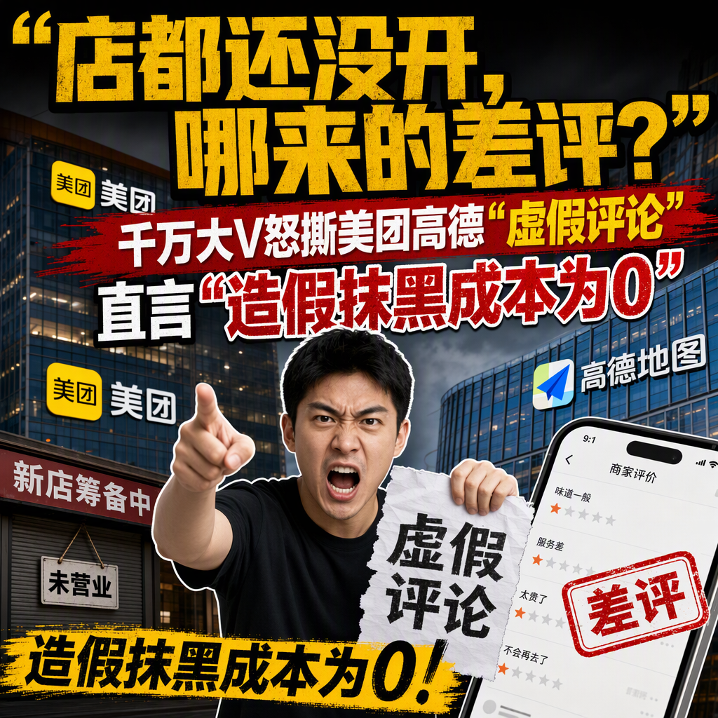 很多人觉得，平台评论多就等于真实口碑好。可9月底以来这波风波告诉我们，评论多不等于真，甚至可能恰恰相反。
第一个信号，是韩路的遭遇。拥有近1400万粉丝的汽车博主韩路10月2日发文称，自己的烤串新店当天17点才试营业，可高德、美团、大众点评上已冒出多条&