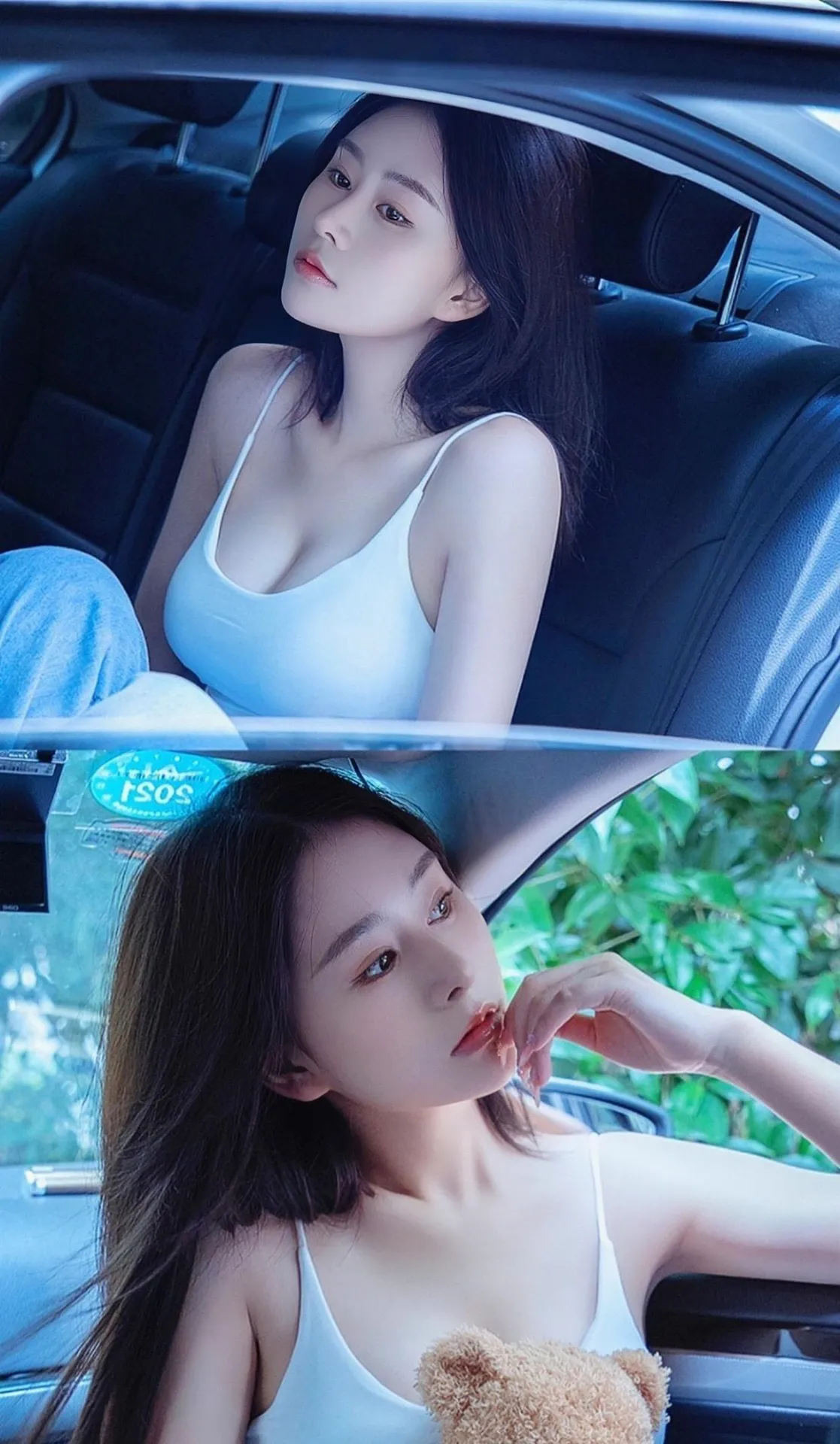 车中人影动，心事几时休。 ，😜。