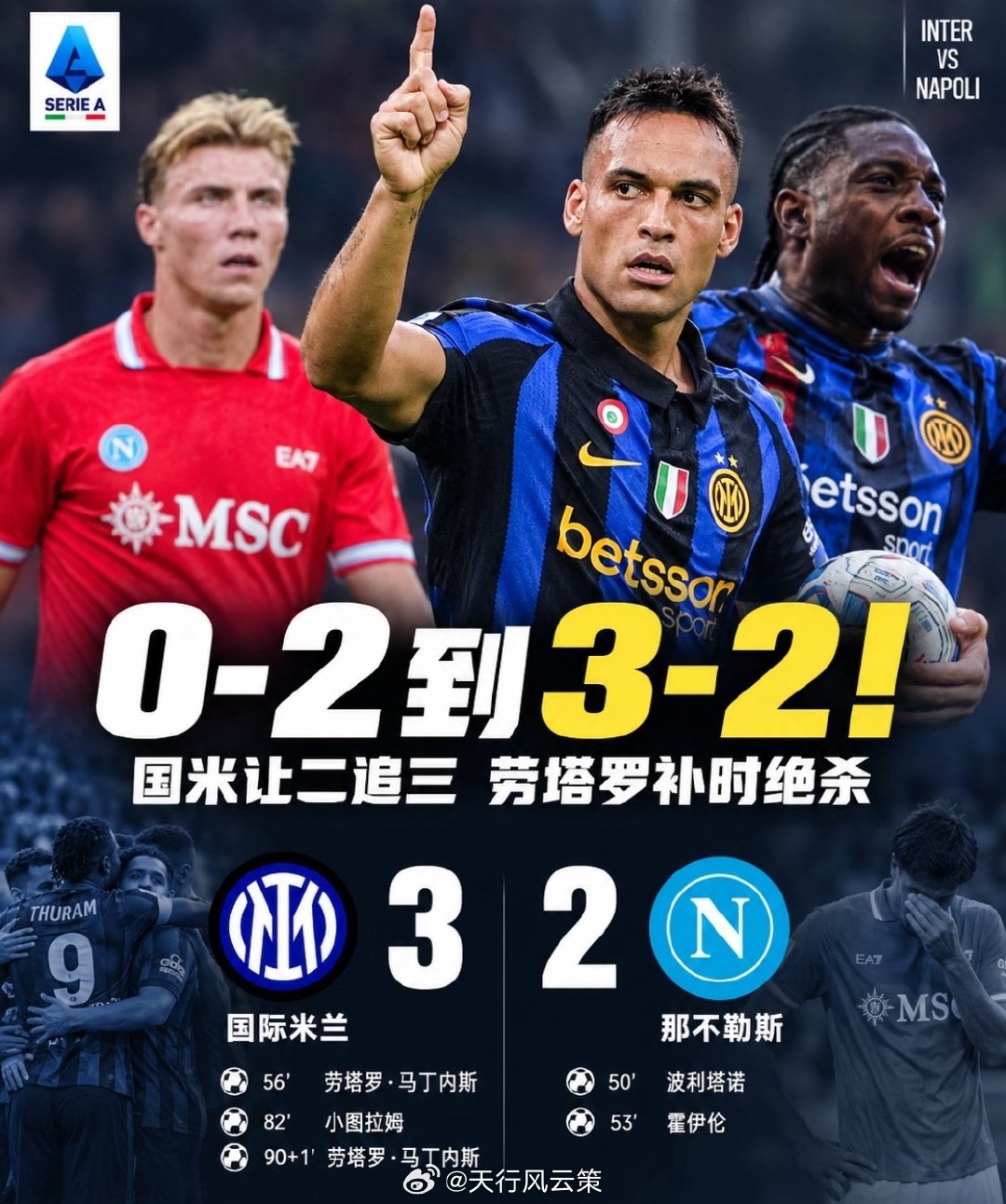 #国米3比2逆转那不勒斯#

禁区抱住不让走，不吹！

禁区内手球，不吹！

都快把皮奥手撕了，不吹！

同样的动作，那不勒斯就是不吹，国米一动就是犯规！

最后正义必胜！

让二追三，足球可太好看了！你不想让我们赢，我们偏要拿下！！ ​