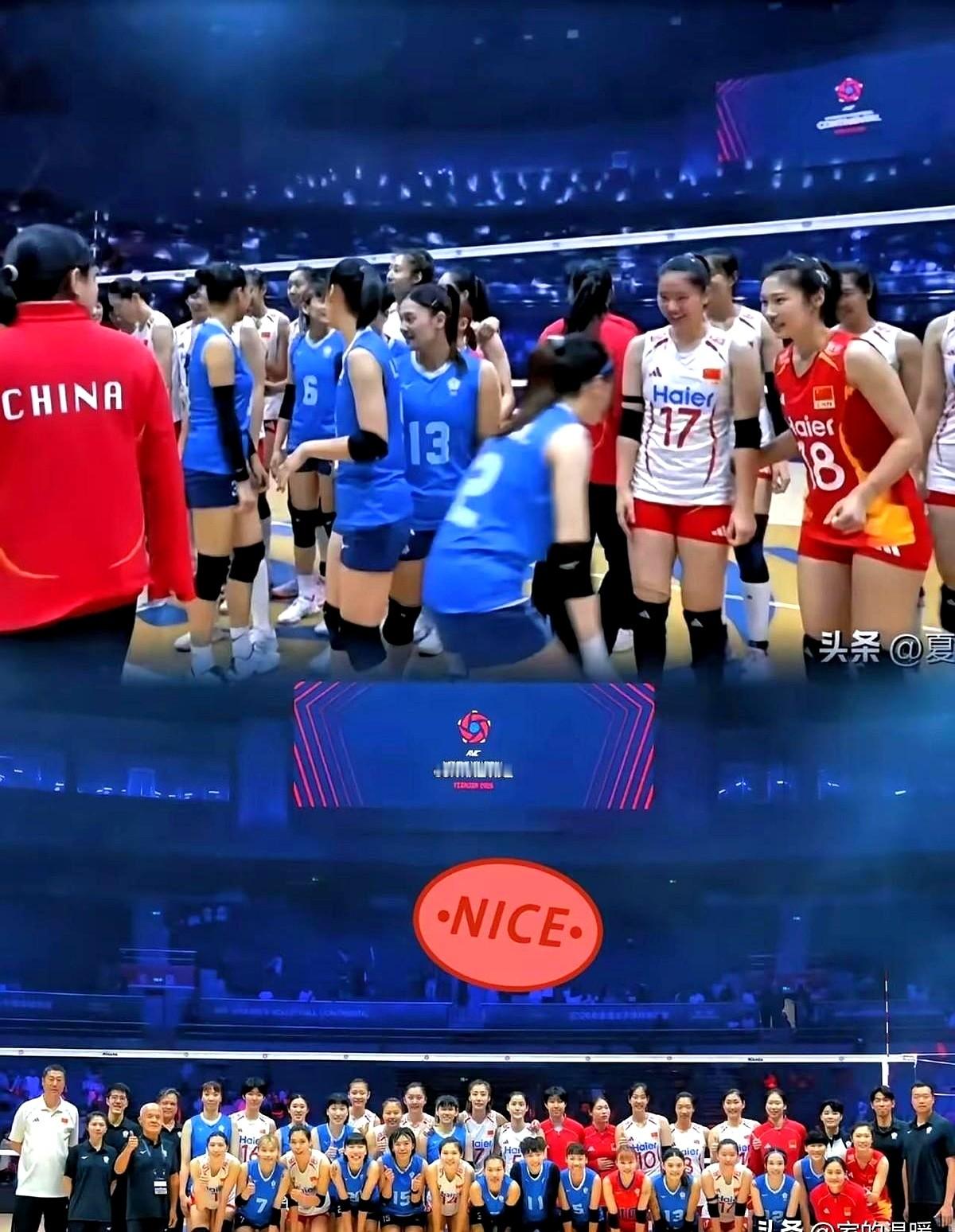 赢了比赛，龚翔宇却一把将对手推到了第一排正中间的C位。

中国女排3比0拿下台北队。赛后音乐响起，两队凑一块合影。龚翔宇往旁边一撤，把台北队姑娘拉到最显眼的位置，自己站到边上。

教练赵勇站在旁边，看着姑娘们闹腾，一句话没说。

这不是彩排。手里攥着硬实力的人，压根不需要靠抢个镜头找存在感。虽然整场
