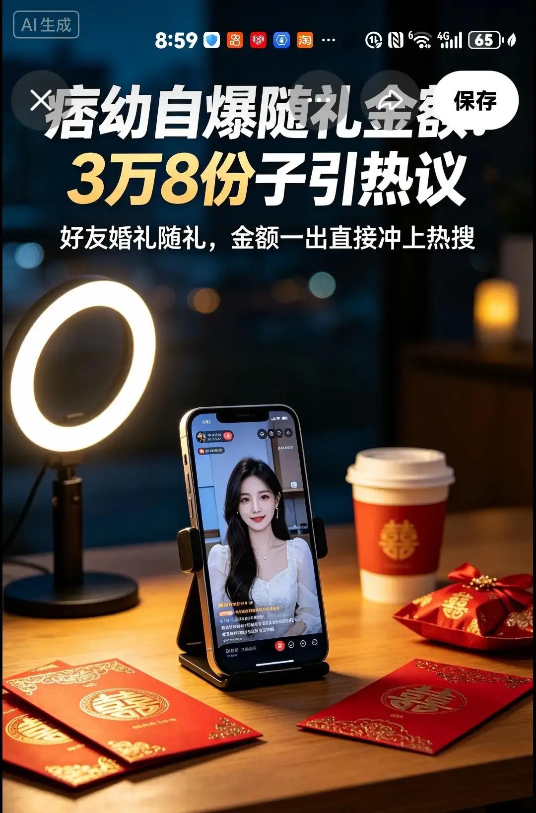 3万8千块钱扫过去连眼睛都不眨一下，这笔在普通打工族眼里能顶大半年饭钱的数字，到了网红痞幼嘴里就成了一笔轻描淡写的份子钱

前两天她在直播间里跟粉丝闲聊，说起去给梅尼耶当伴娘的经历，顺嘴爆出来的金额把大伙儿都听愣了

其实她本来是打算硬气一点，直接提着一捆现金去现场的

结果那天火急火燎赶着去坐火车
