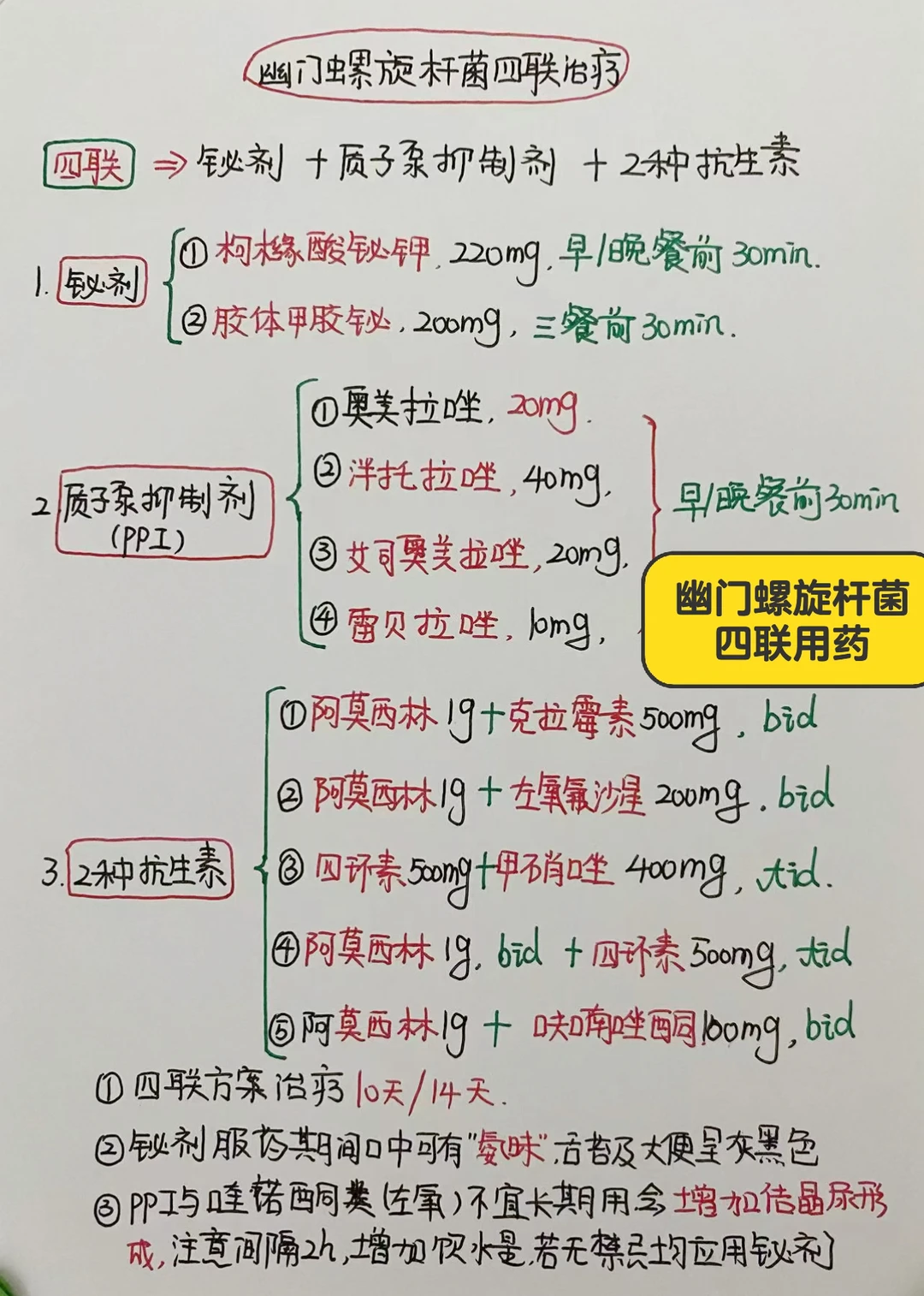 今日学习打卡——幽门螺旋杆菌四联用药