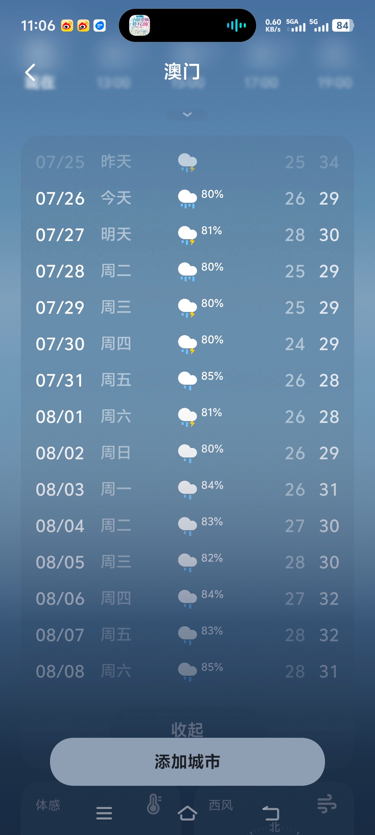我这里天天下大雨还好31号晴天！希望那天一直晴天！ P2澳门的天气！...