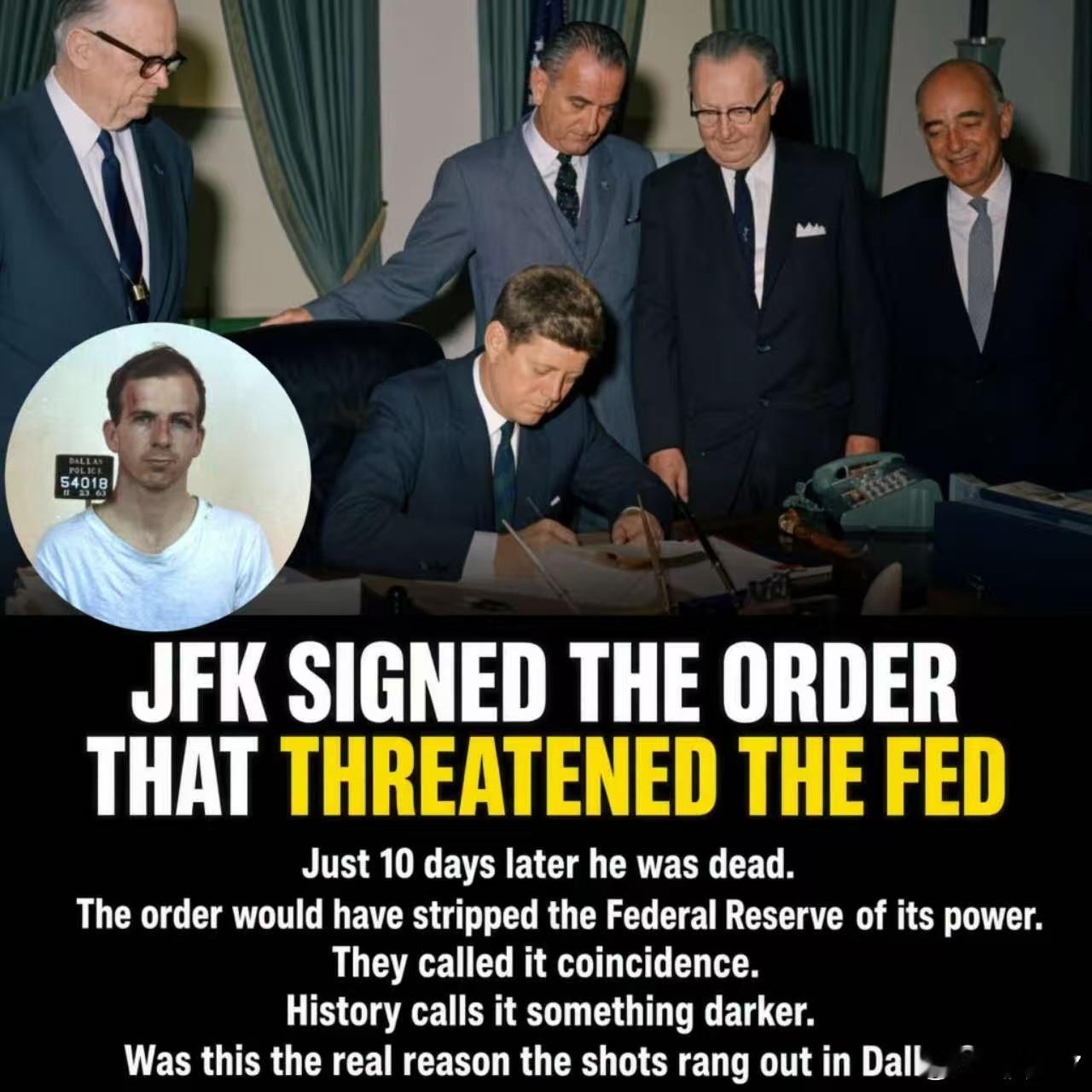 🚨 肯尼迪签署了绕过美联储的命令
1963年6月4日。
行政命令11110。
授权美国财政部发行银证书——由白银支持的政府货币，完全独立于美联储系统之外。
43亿美元的美国纸币被印刷并投入流通。
六个月零十一天后，他在达拉斯遇刺身亡。
以下是他们最不想让你联想到的一点……
我亲自阅读了联邦公报中的 ​