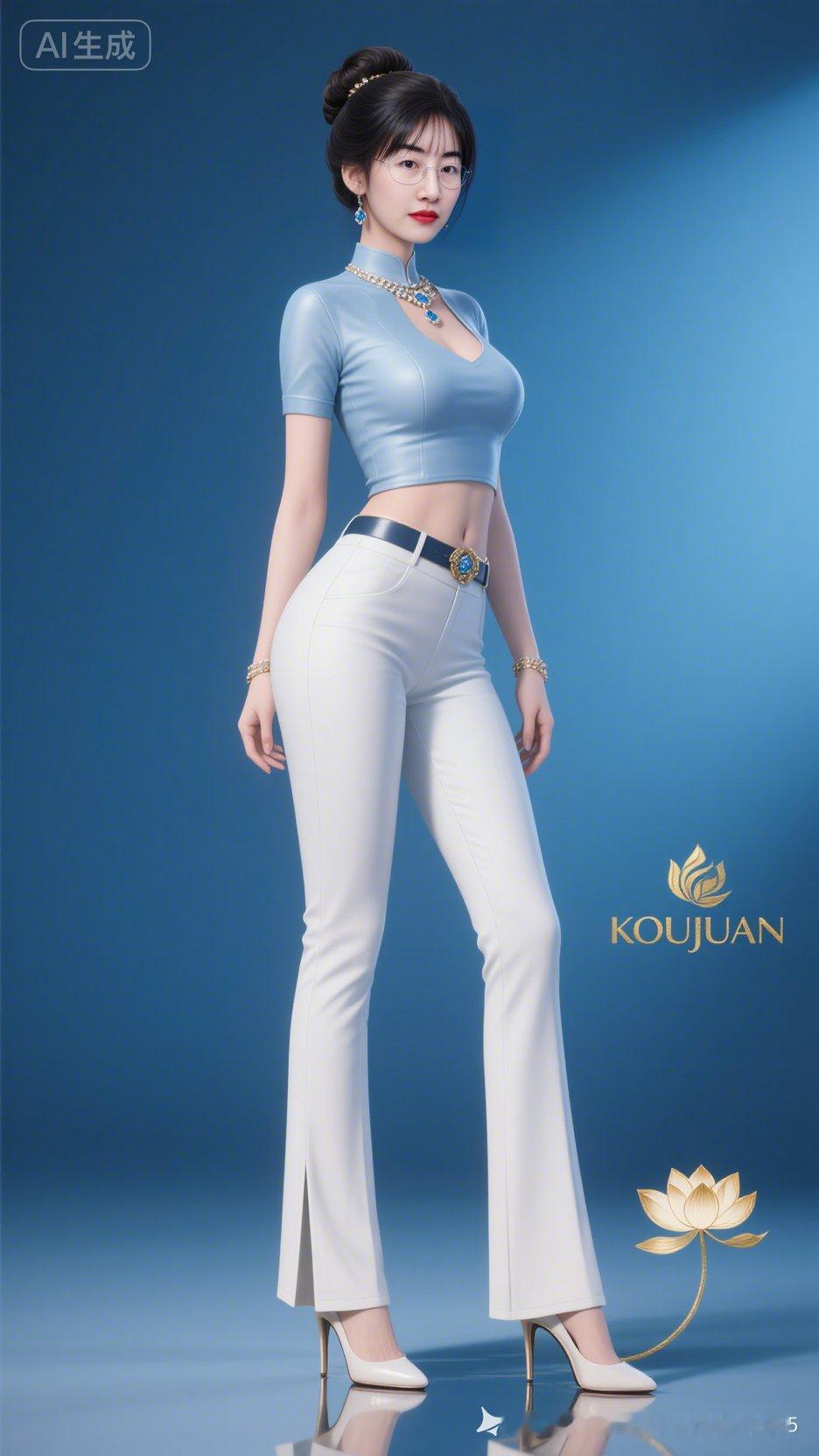 韩国美女盘发搭配精致妆容，鹅蛋脸配凤眼、红唇，尽显倾国倾城容颜。紧身半...