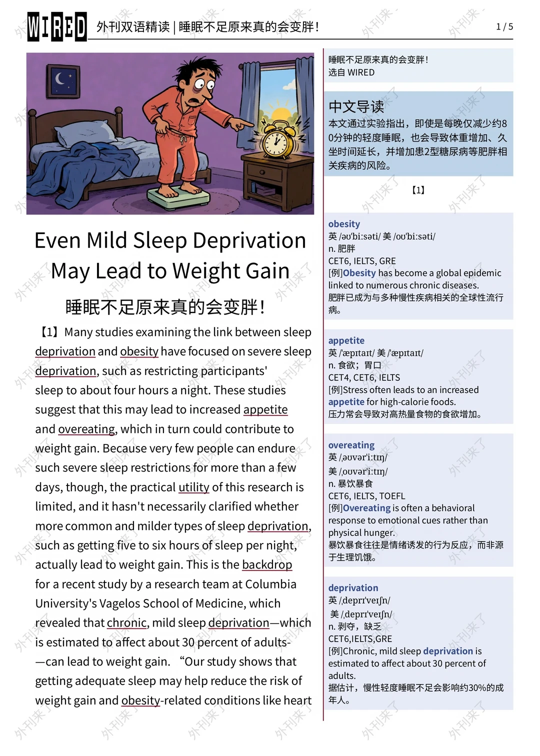 外刊精读322｜睡眠不足真的会变胖？是真的.
