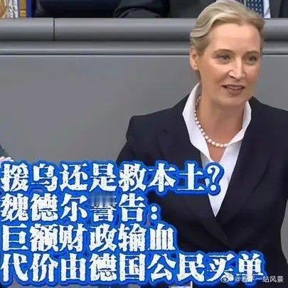 《援乌还是救本土？魏德尔警告：巨额财政输血，代价由德国公民买单》援乌还是救本土？魏德尔警告：巨额财政输血，代价由德国公民买单 ​