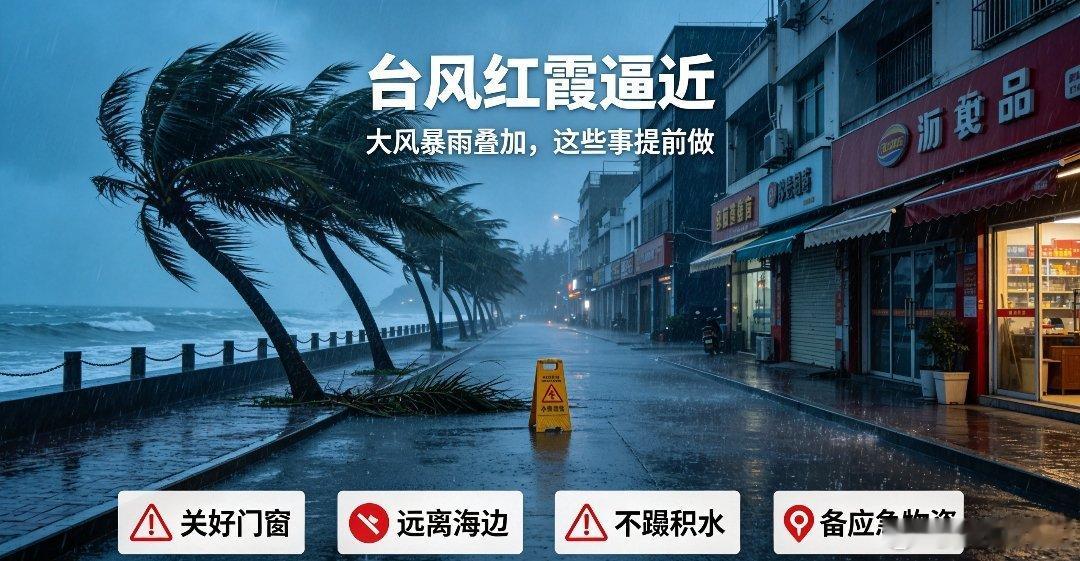 今年第12号台风红霞已增强至台风级，中心风力12级，正以每小时20公...