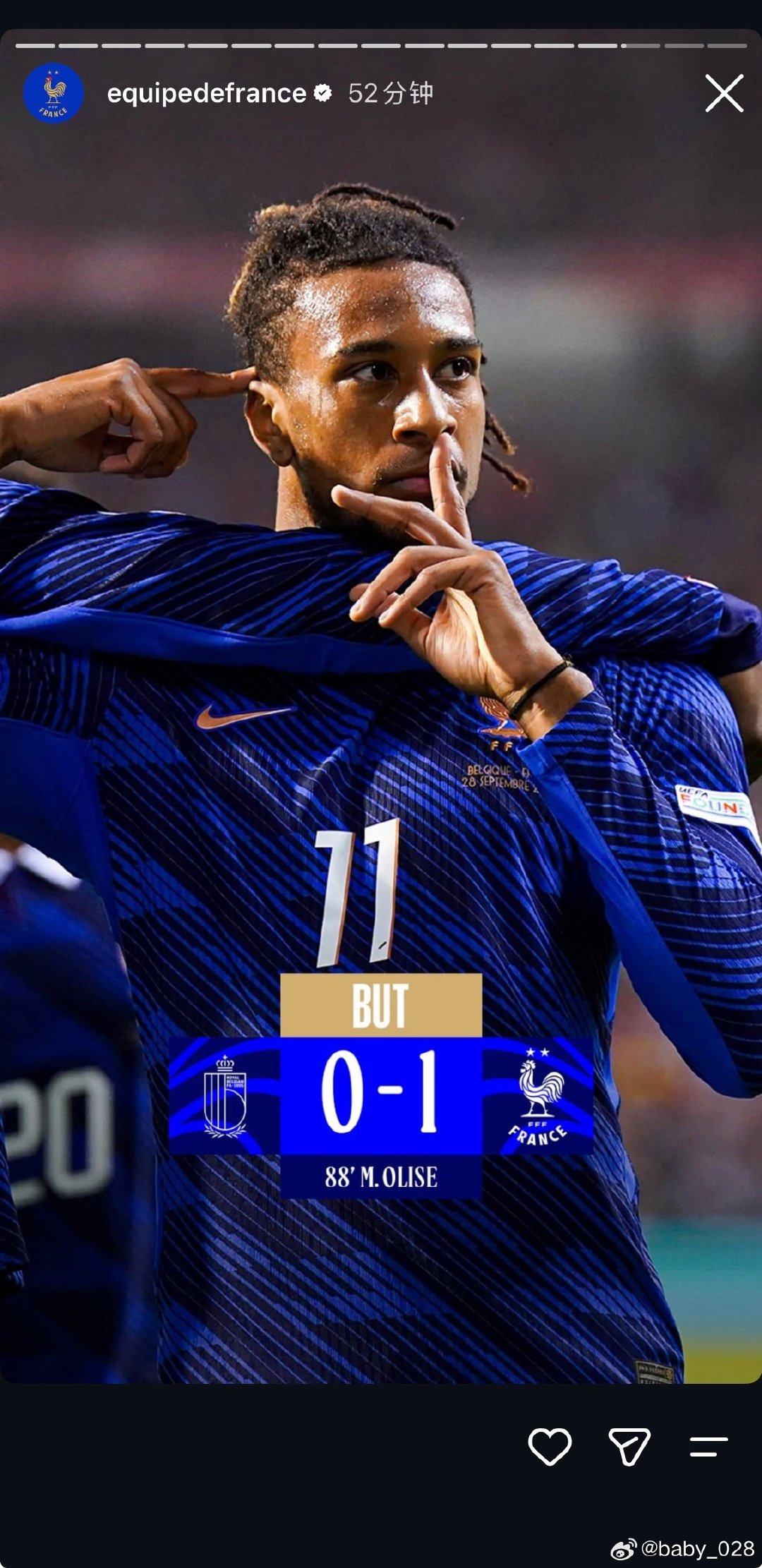 olise替补登场10分钟一条龙破门！绝杀比利时！！法国1:0拿下比利时再拿三分！！！#奥利塞[超话]##法国球迷俱乐部[超话]# ​