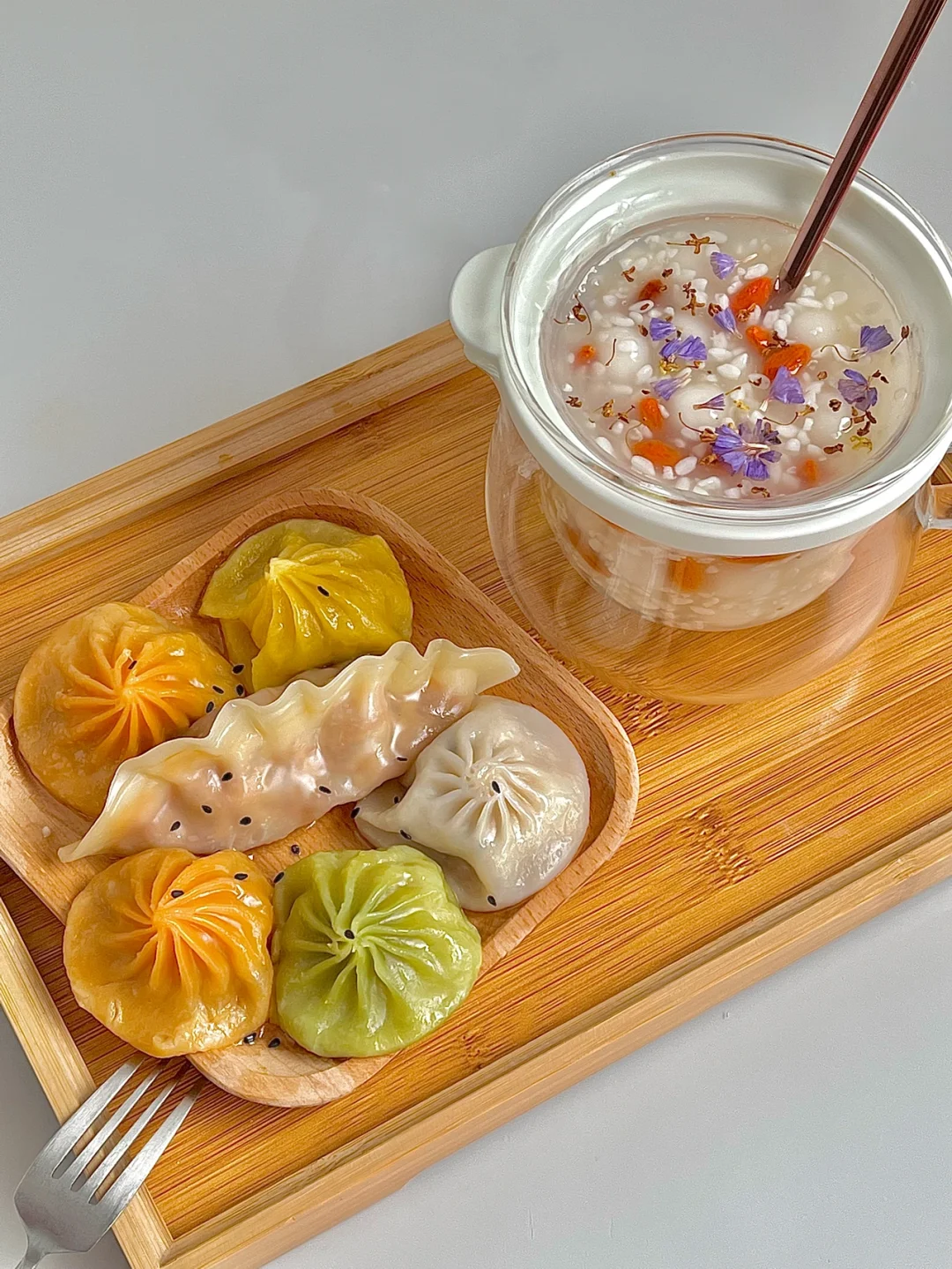 ☀中式早餐系列｜彩色灌汤包vs酒酿小丸子😋