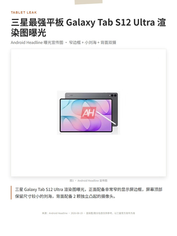 Tab S12Ultra跑分曝光：天玑9500+极窄边框