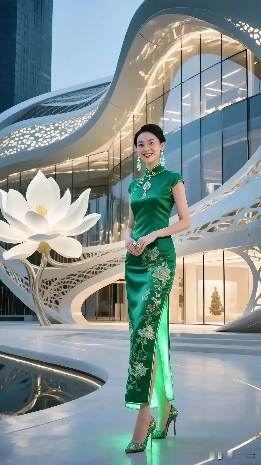 这样的美女谁会不爱呢？ 这美女太美了！特别这身旗袍穿上衬托出东方女性的...