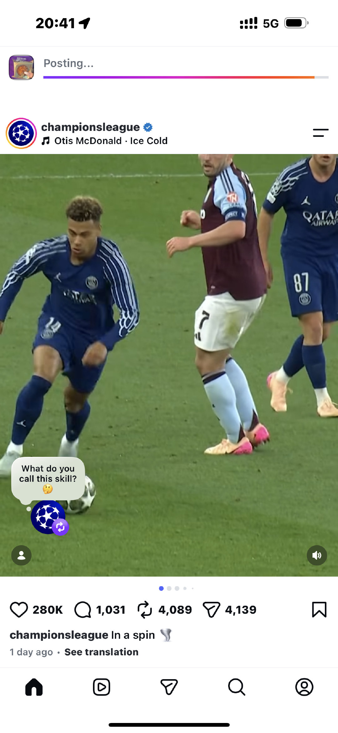 欧冠发爱马的小视频然后说“what do u call the skill”
I mean……Kylian & Neymar 's the older child skill[流鼻血] ​