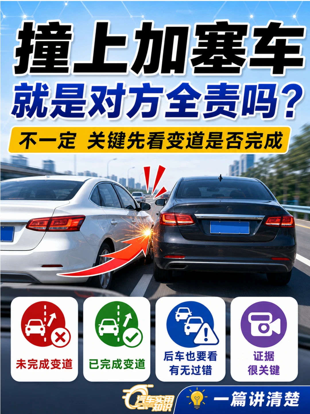 开车撞上加塞车责任判定！