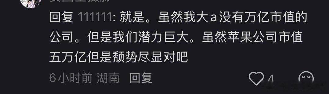 真没招了，这几天看到这些人😅“说苹果不好不会被删号”，那我请问说哪个不好被删号了？又在这虚空索敌，你们整天诋毁国内品牌也没见怎么着你们吧。而且图中这种拿苹果市值是想证明什么，因为市值高所以大家就不能指出它的问题？😅 ​