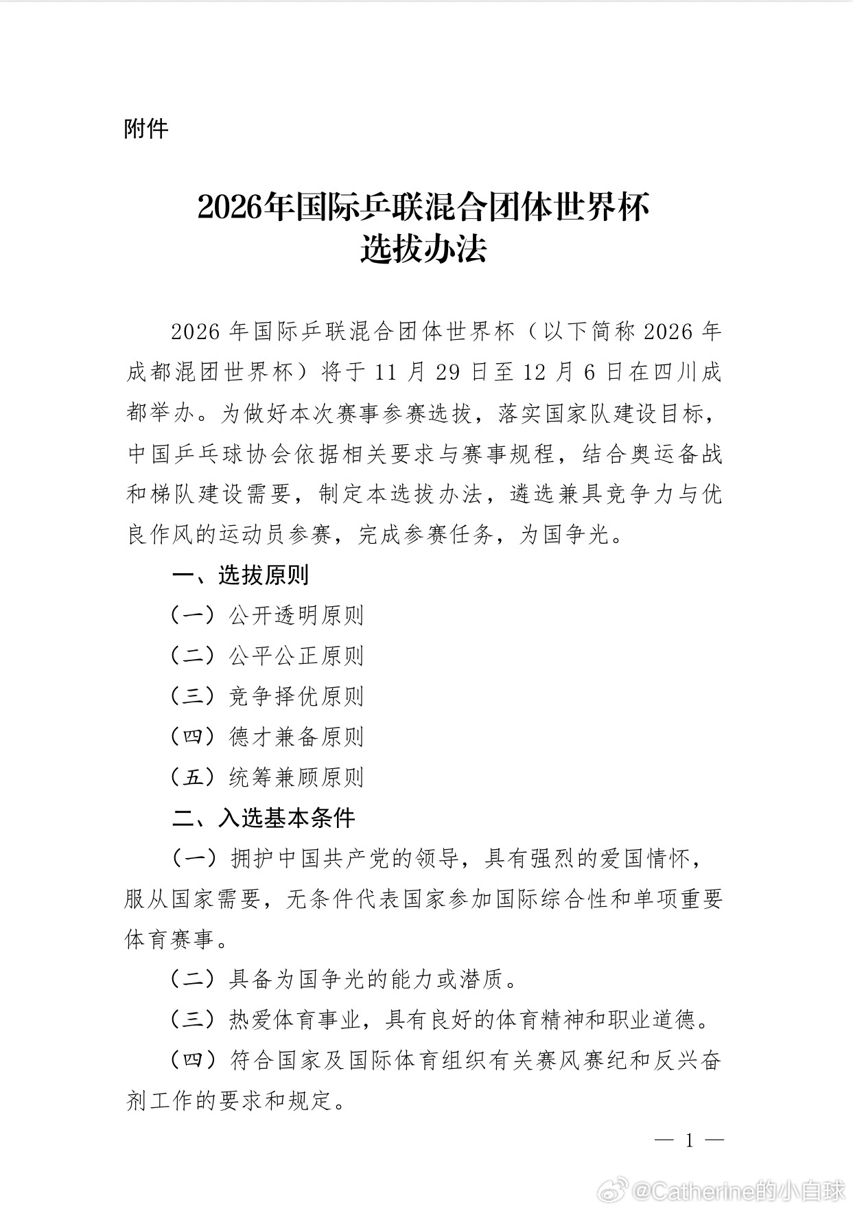 #2026混团世界杯选拔办法公布##王楚钦孙颖莎等6人入围混团阵容#这个选拔标准一公布，就直接锁定了国乒男女队前三个名额，即男队王楚钦、林诗栋、黄友政，女队孙颖莎、王曼昱、蒯曼。根据第三条选拔标准，目前看来男队第四人最有机会的是周启豪、温瑞博、向鹏，女队第四人最有机会的是王艺迪、陈熠、陈 ​