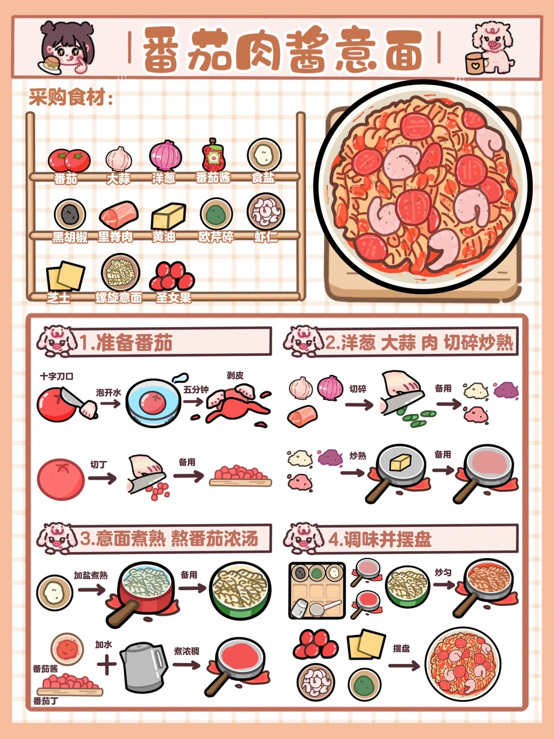 手绘食谱🍝｜肉酱浓郁🥩酸甜可口‼️一口沦陷