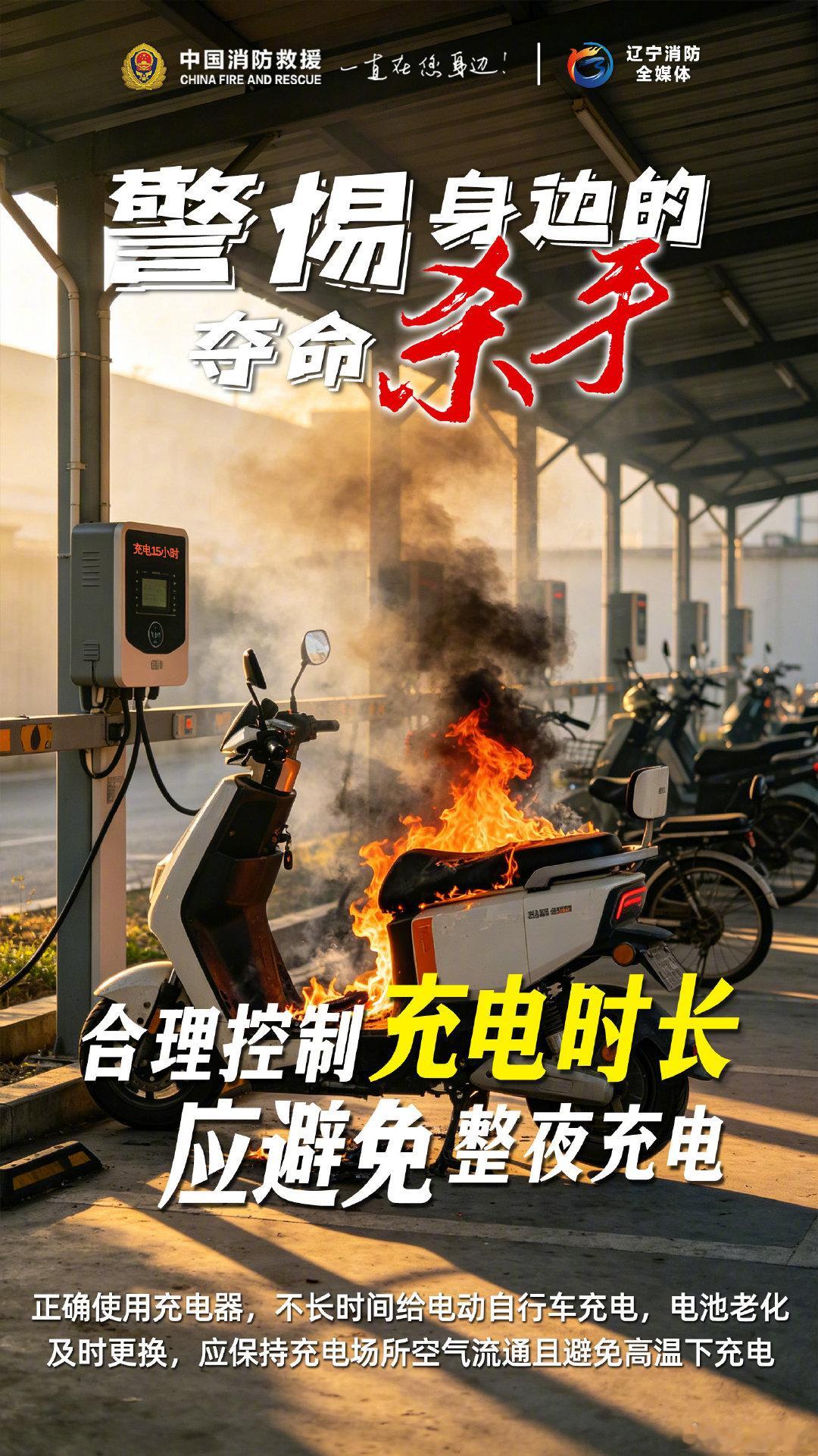 【#警惕身边的夺命杀手#】盲目改装电动自行车电池、“飞线”充电、进楼入户，都是火灾隐患。选购电动自行车配件认准正规产品，在指定区域停放充电，切勿整夜充电。火灾隐患不容忽视，守住安全底线，别让代步车变成“夺命”车。#阿消科普# ​​​