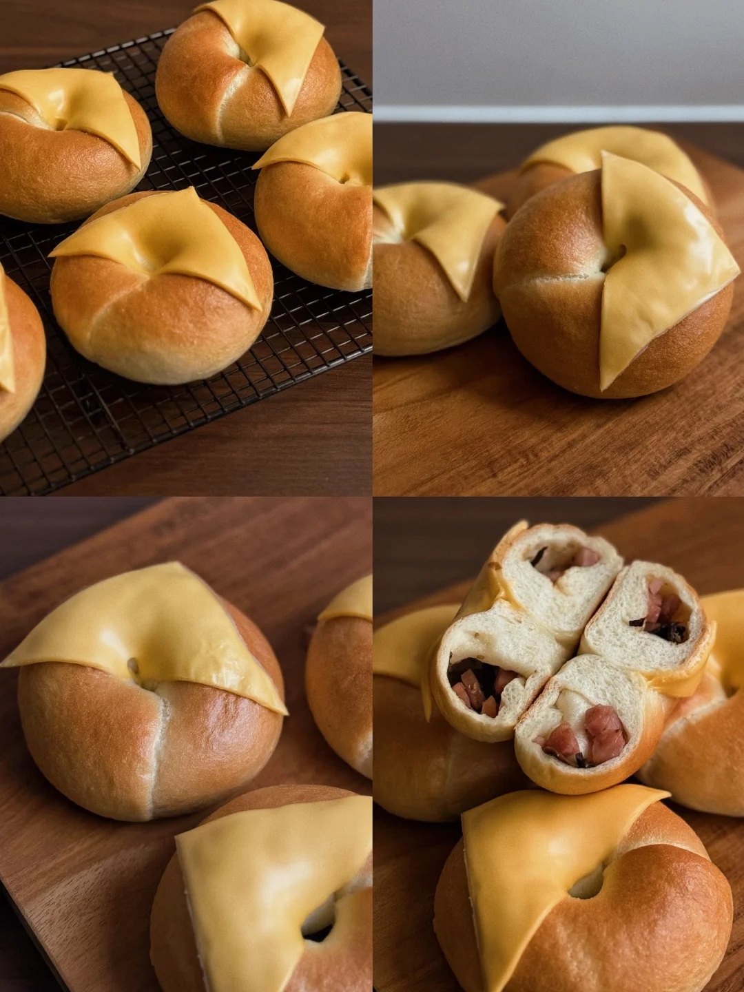 芝士鸡枞菌香肠贝果🥯咸香适口