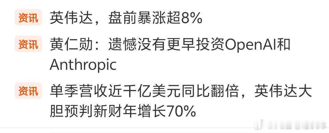 达子盘前涨了六个点，现在全球股市就看两个男人的脸色了！

一个就是黄毛，专门负责搞事的，还有一个就是皮衣男人，全球人工智能的总舵主！

我们大A能不能重回牛市，是没有太大信心，但是我对这两个男人特别有信心！你说全球科技都在蒸蒸日上，我们不可能落后太多吧？ ​
