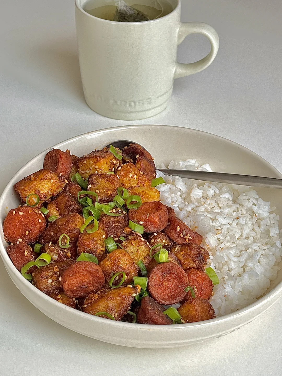 一个人下饭菜系列~香辣孜然土豆炒火腿肠