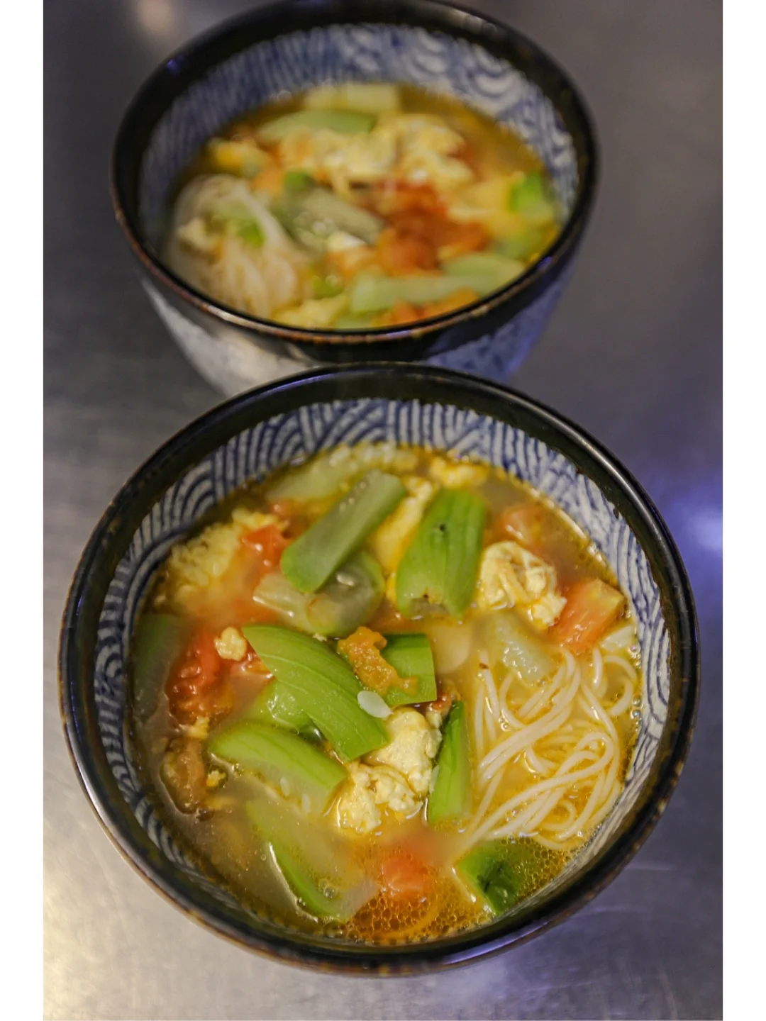 1000种面不重样（148）丝瓜番茄鸡蛋汤面