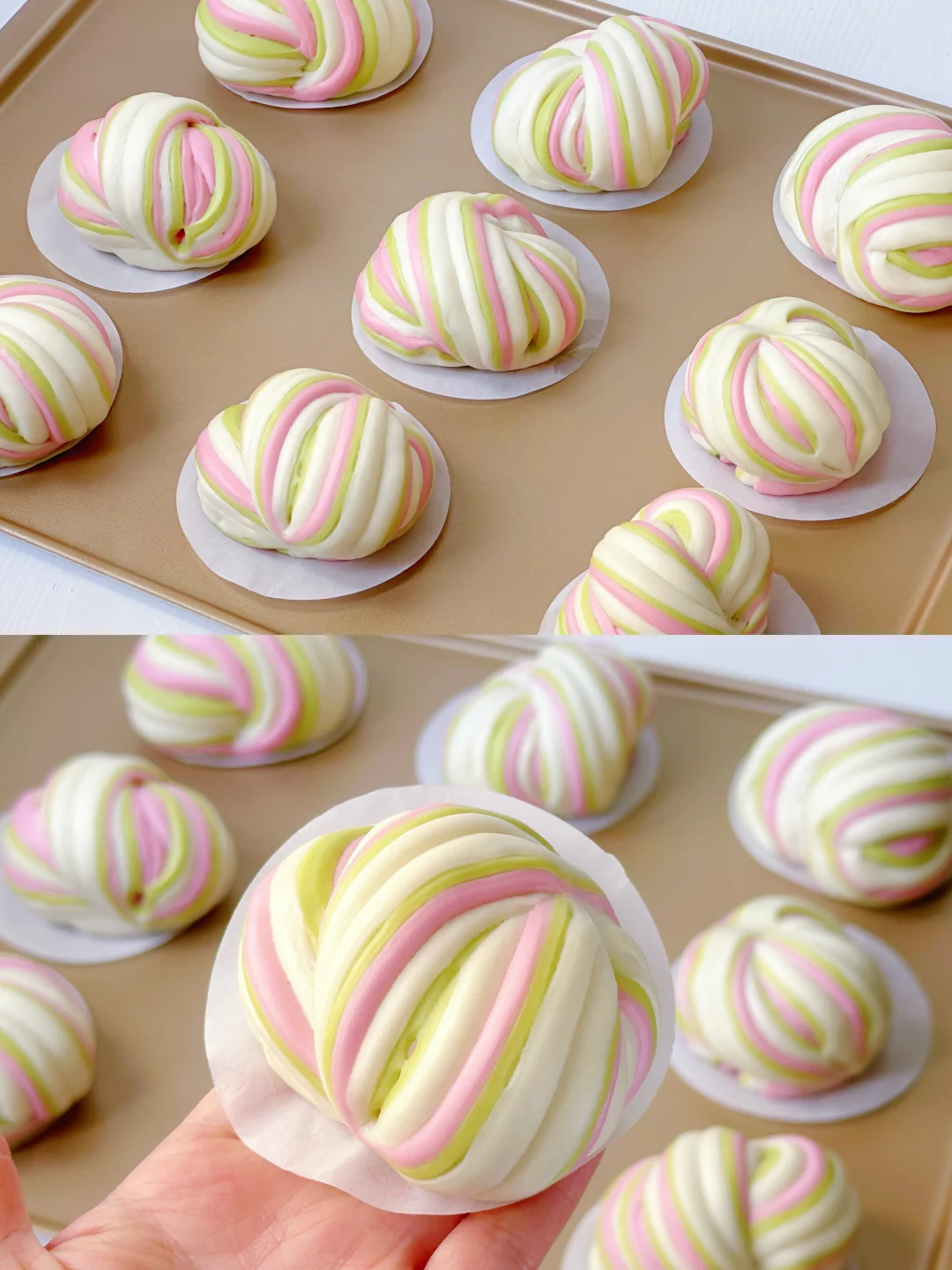 好看又好吃的三色花卷‼️蓬松暄软～做法简单